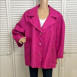 Talbots Jackie 100% Linen 3/4 Quarter Sleeves Blazer Jacket 24W